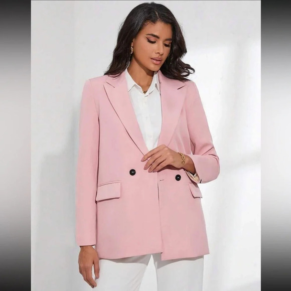 SHEIN • BIZwear Double Breasted Lapel Neck Blazer - Picture 4 of 15